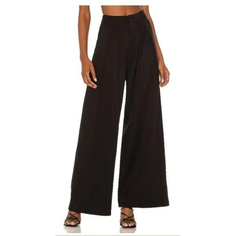 SNDYS Hills Women's Black Wide Leg High Waist Casual Trousers Small | EUC